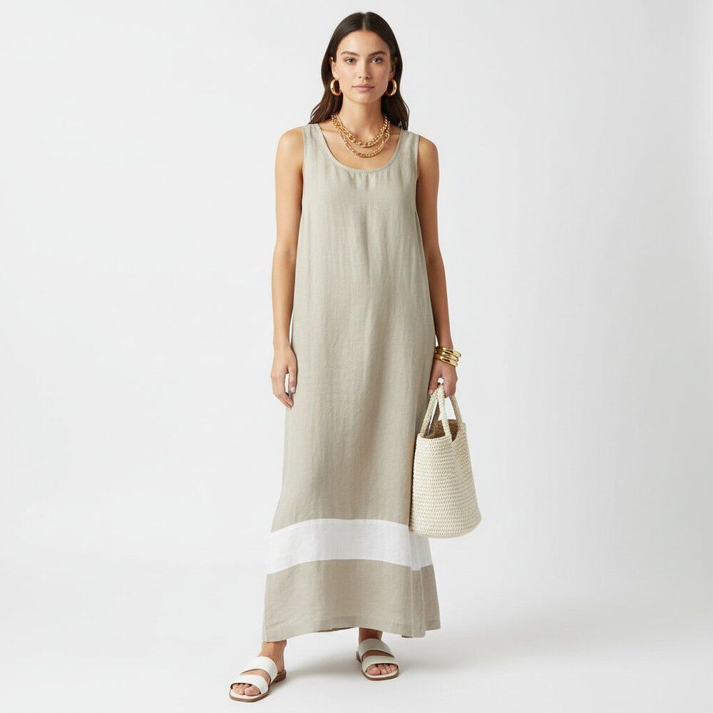 Sara Campbell 100% Linen Sleeveless Dress 6